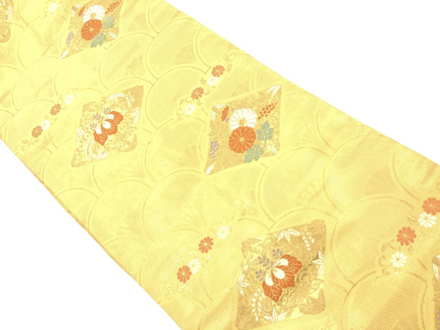 リサイクル　菱に菊・桐模様織出し名古屋帯